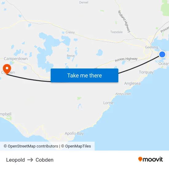 Leopold to Cobden map