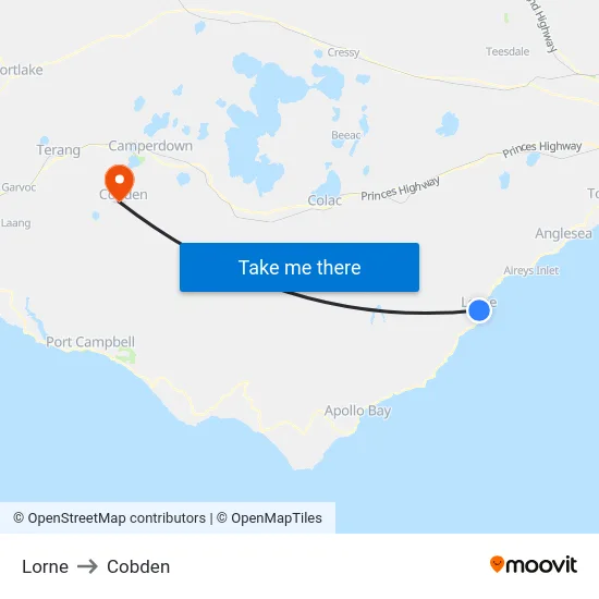 Lorne to Cobden map