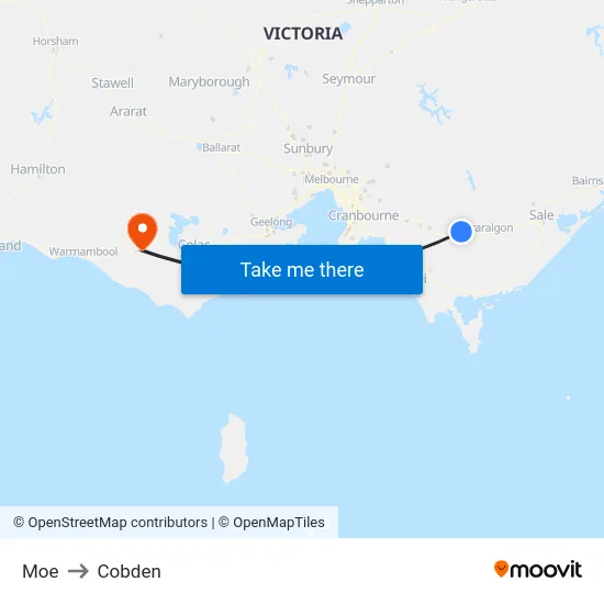 Moe to Cobden map