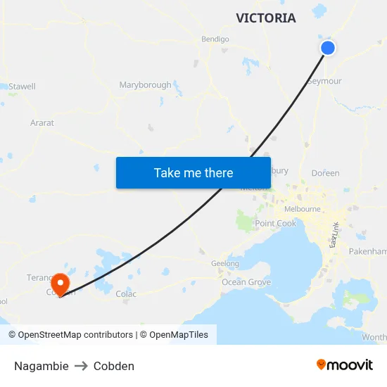 Nagambie to Cobden map