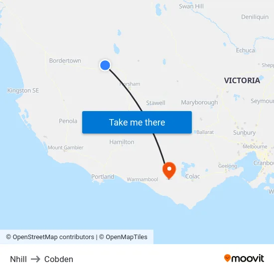 Nhill to Cobden map