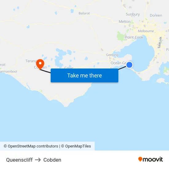 Queenscliff to Cobden map