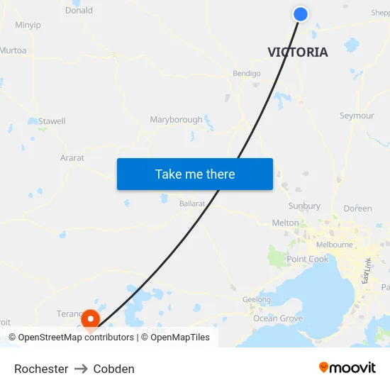 Rochester to Cobden map