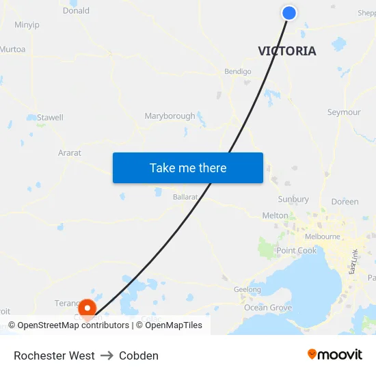 Rochester West to Cobden map