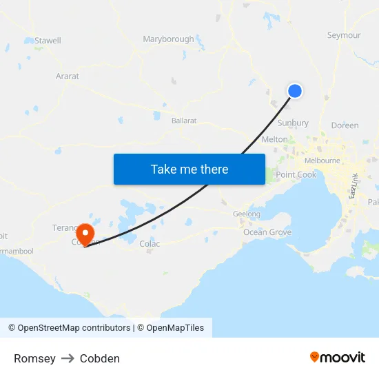 Romsey to Cobden map