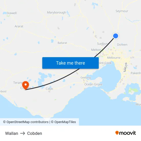 Wallan to Cobden map