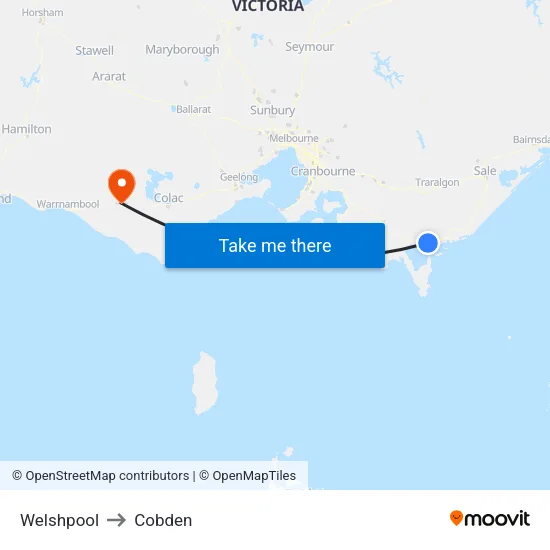 Welshpool to Cobden map