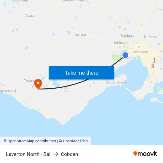 Laverton North - Bal to Cobden map