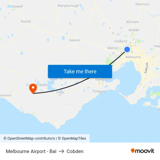 Melbourne Airport - Bal to Cobden map
