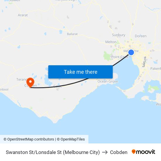 Swanston St/Lonsdale St (Melbourne City) to Cobden map