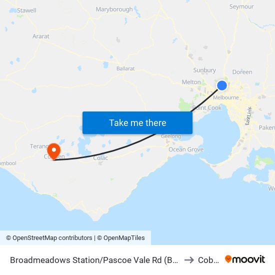 Broadmeadows Station/Pascoe Vale Rd (Broadmeadows) to Cobden map