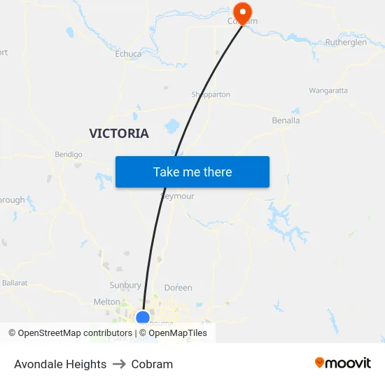 Avondale Heights to Cobram map