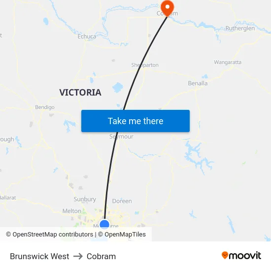 Brunswick West to Cobram map