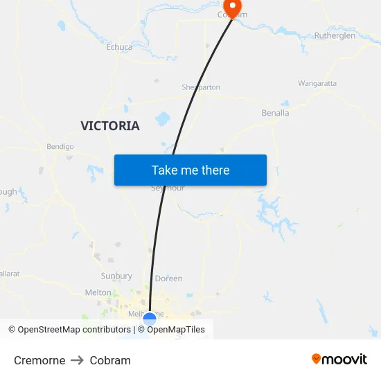 Cremorne to Cobram map