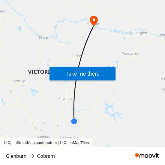 Glenburn to Cobram map