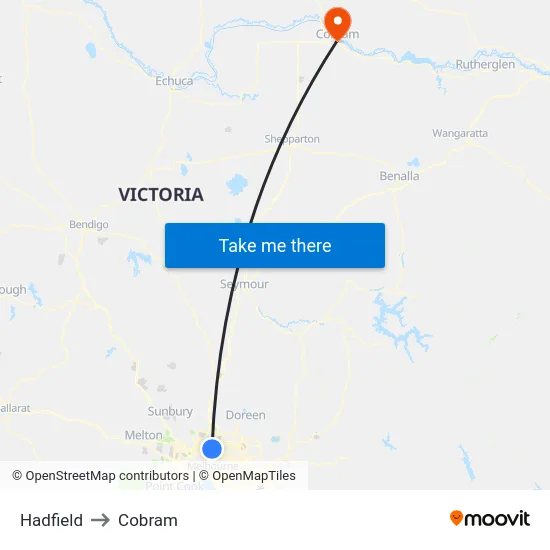 Hadfield to Cobram map