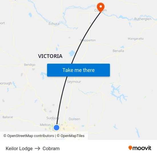 Keilor Lodge to Cobram map