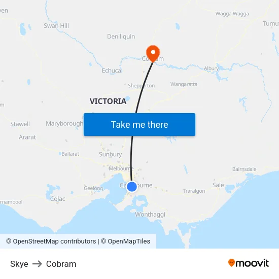 Skye to Cobram map