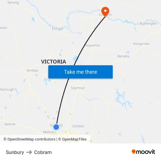 Sunbury to Cobram map
