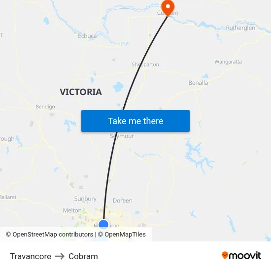Travancore to Cobram map
