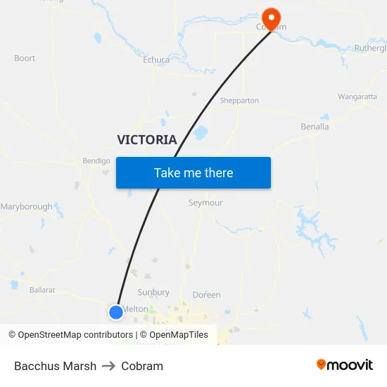 Bacchus Marsh to Cobram map