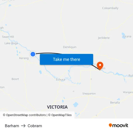 Barham to Cobram map