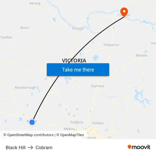 Black Hill to Cobram map