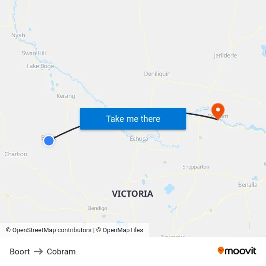 Boort to Cobram map