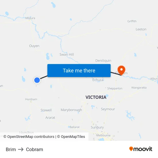 Brim to Cobram map