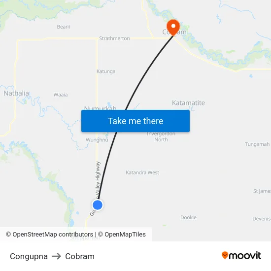 Congupna to Cobram map