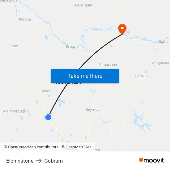 Elphinstone to Cobram map