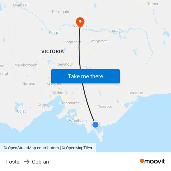 Foster to Cobram map