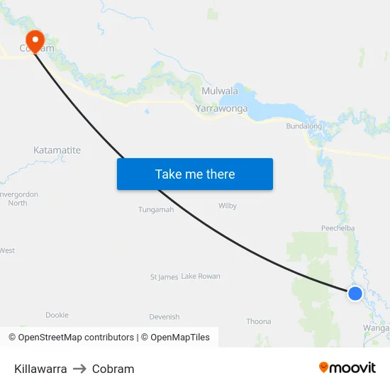 Killawarra to Cobram map