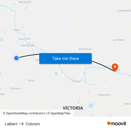 Lalbert to Cobram map