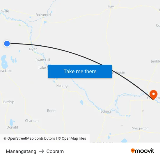 Manangatang to Cobram map