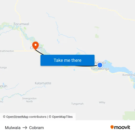 Mulwala to Cobram map