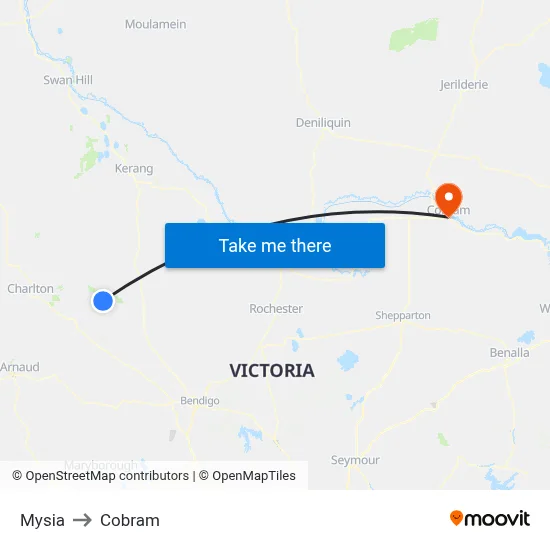Mysia to Cobram map