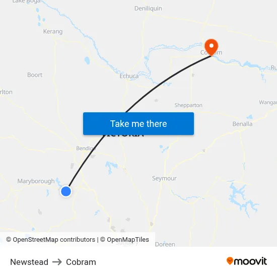 Newstead to Cobram map