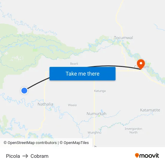 Picola to Cobram map