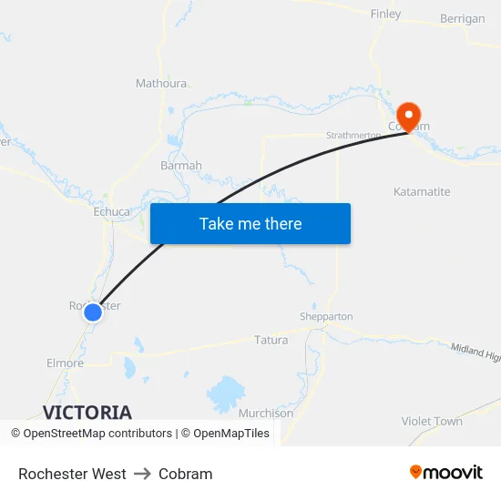 Rochester West to Cobram map