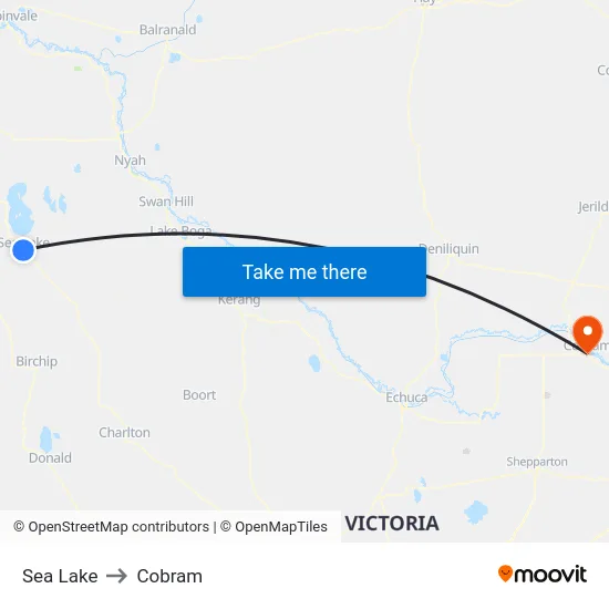 Sea Lake to Cobram map