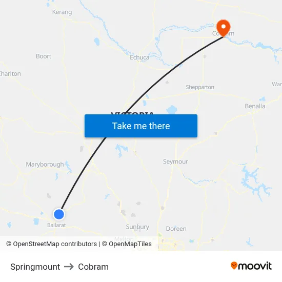 Springmount to Cobram map