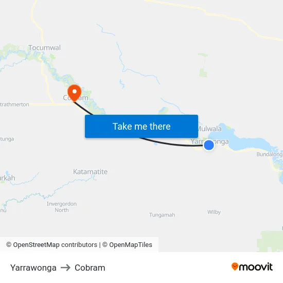 Yarrawonga to Cobram map