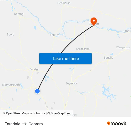 Taradale to Cobram map