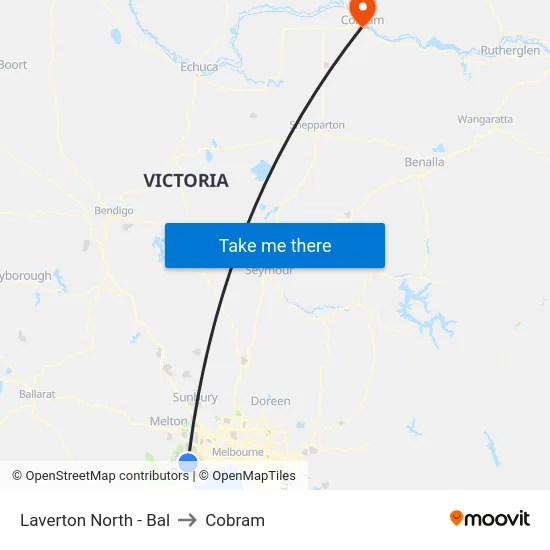 Laverton North - Bal to Cobram map