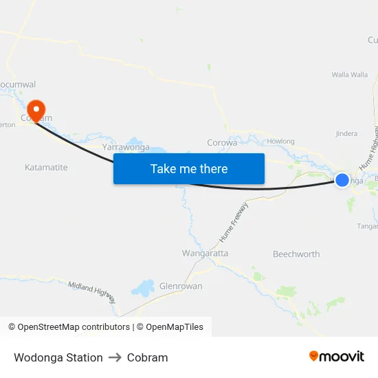 Wodonga Station to Cobram map