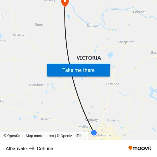Albanvale to Cohuna map