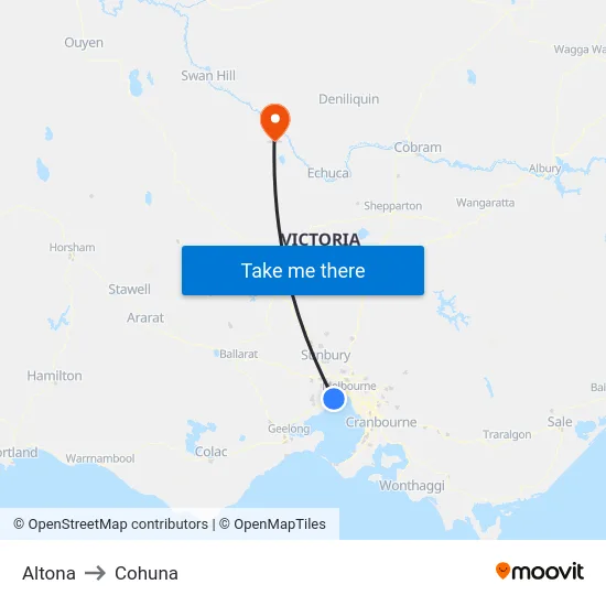 Altona to Cohuna map