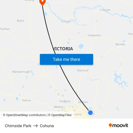 Chirnside Park to Cohuna map