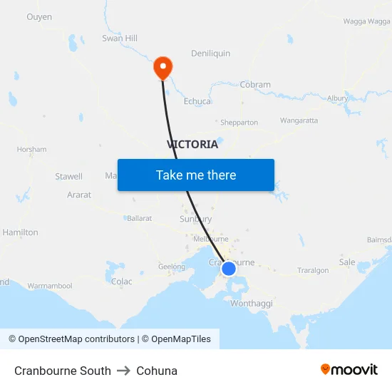 Cranbourne South to Cohuna map